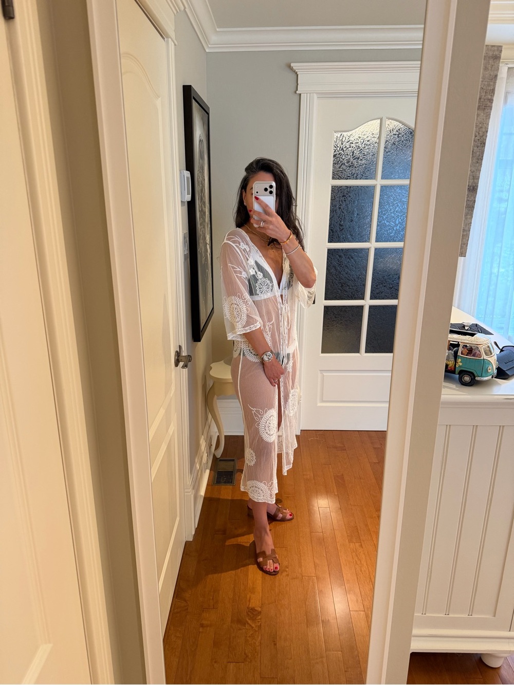 La Vie En Rose Sheer White Lace Swim Coverup